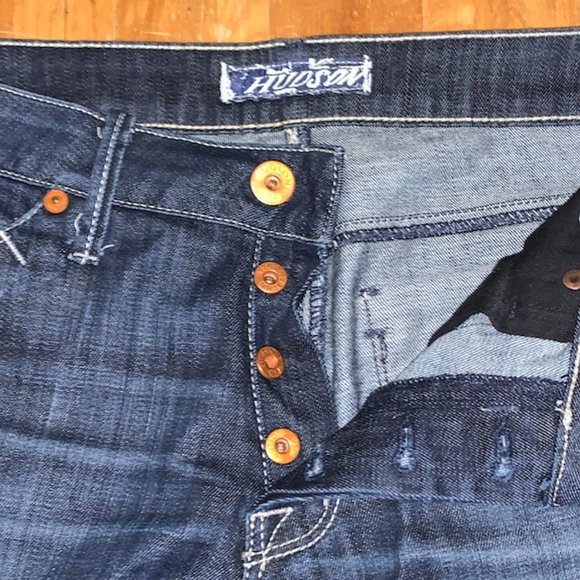 MENS-UNISEX HUDSON STRAIGHT DARK DENIM JEANS SIZE 32/33 - Picture 3 of 10